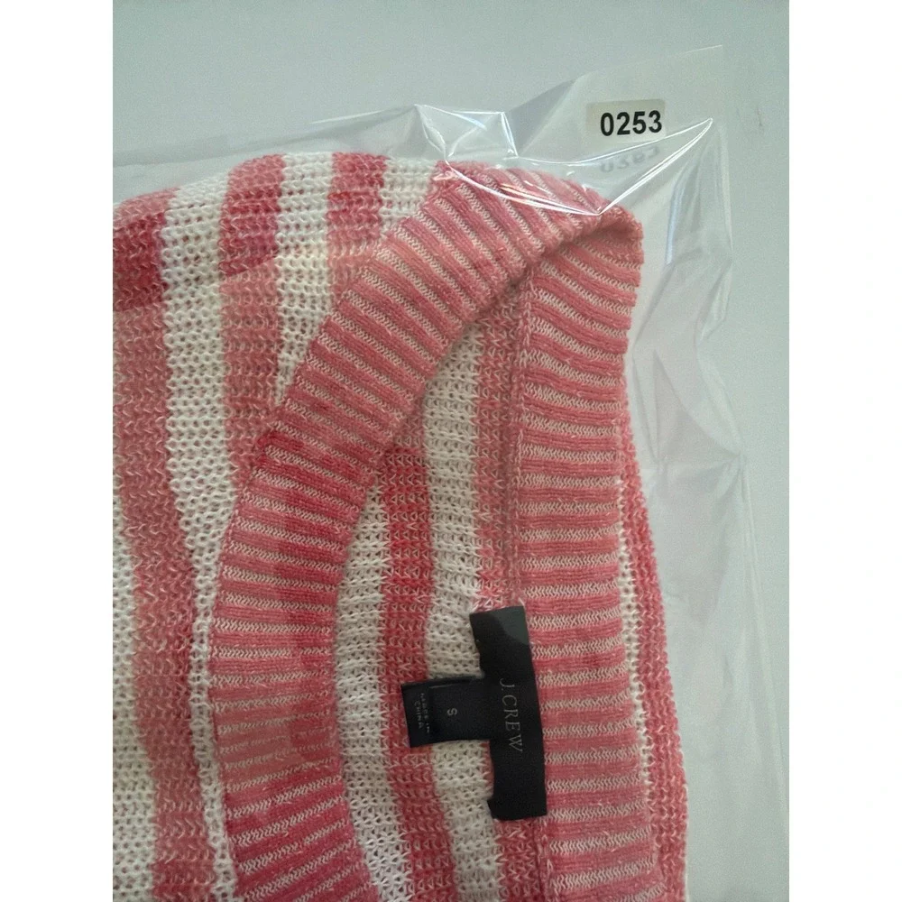 J.Crew Womens Striped Knit Sweater Coral White Crewneck Long Sleeve Size S